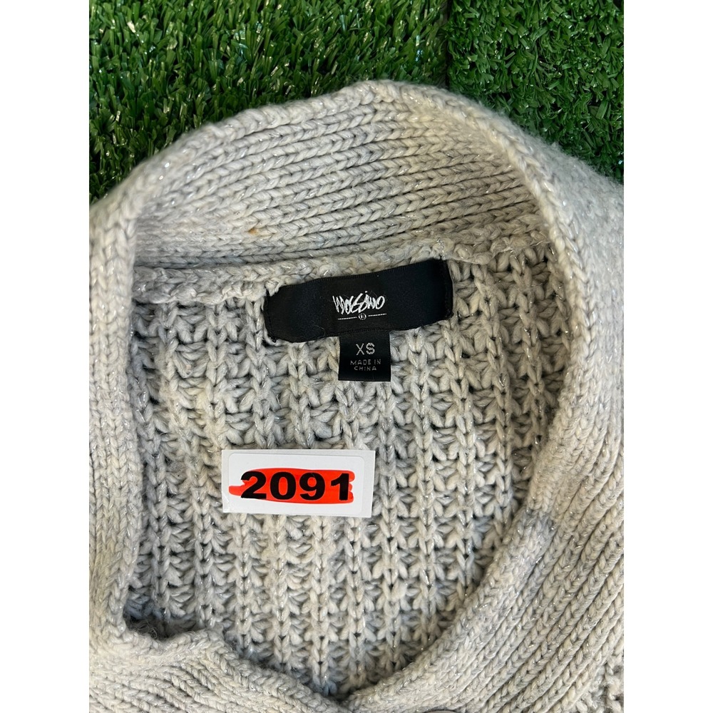 Mossimo Womens XS Light Gray Waffle Knit Longline Button Front Cardigan Sweater - Picture 3 of 4
